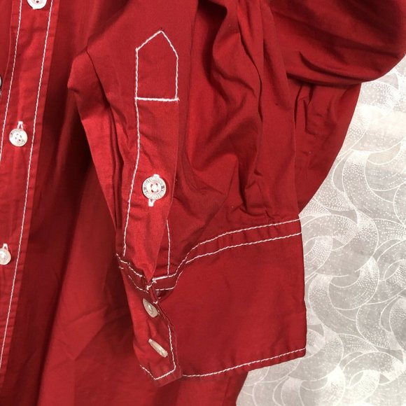 Victorious Men's Size 2XL Red Long Sleeve Embellished Wings Button Shirt Fleur - Picture 6 of 11